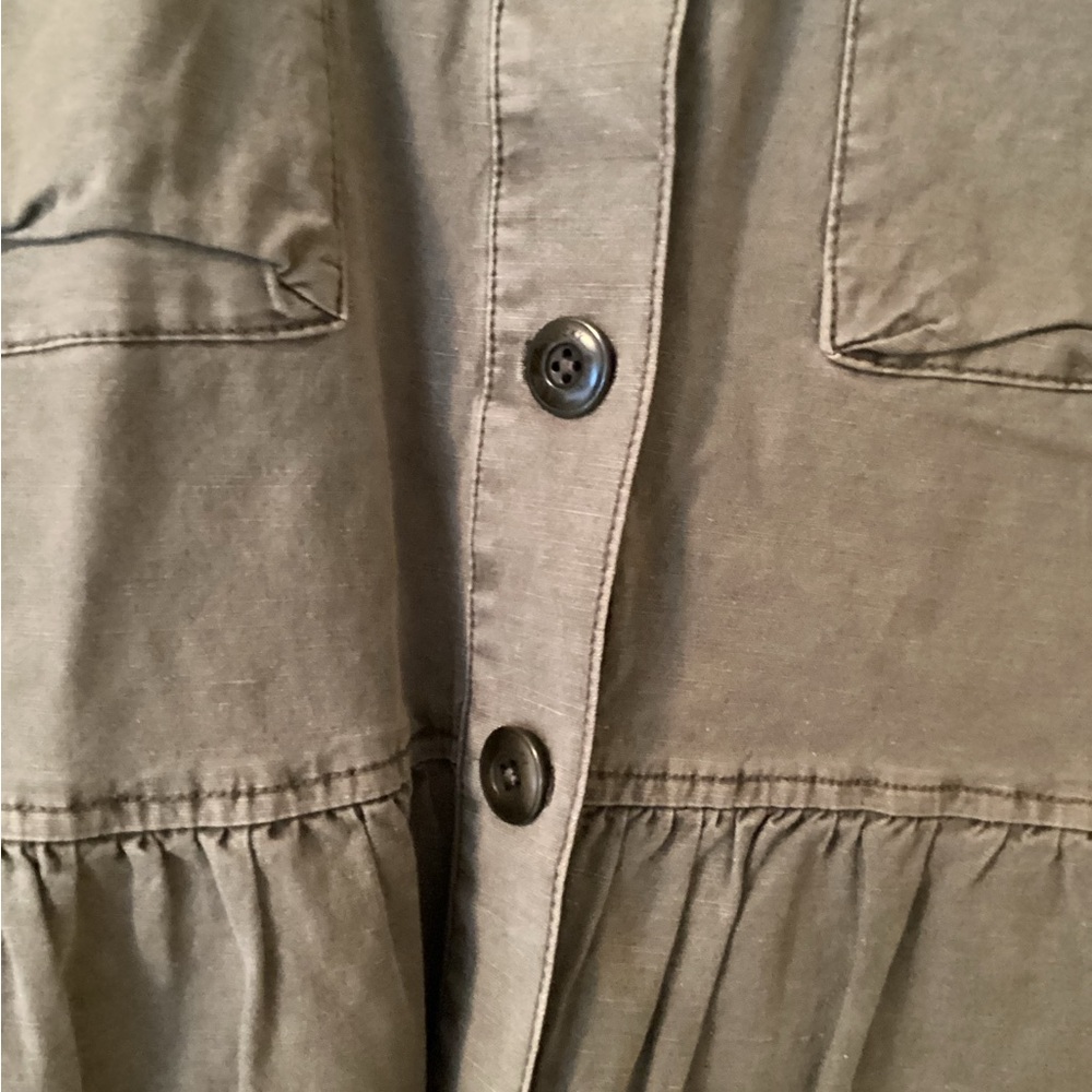 Lucky Brand Women's Khaki Utility Peplum Jacket with Raw Edge Hem - Picture 4 of 4